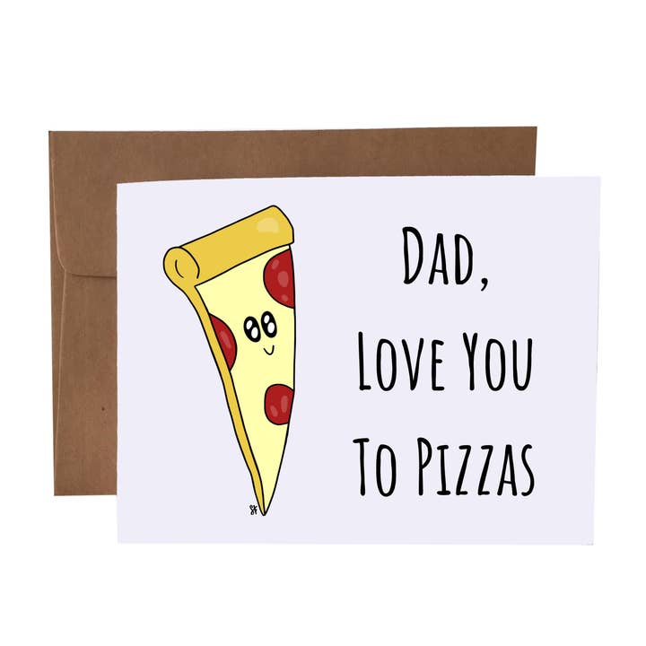 Papa, Love You To Pizzas | Pizza Pun wenskaart voor wholesale door SKP ink