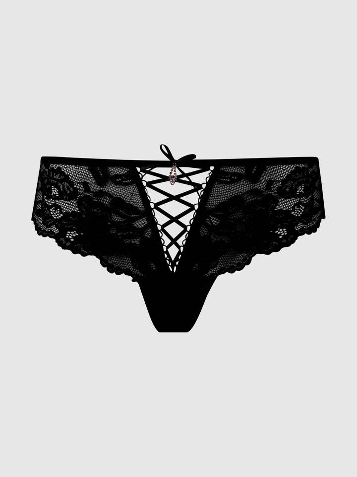 House of Desire - Wholesale Underwear - Women's - BELLA LACE UP FRONT LACE TANGA