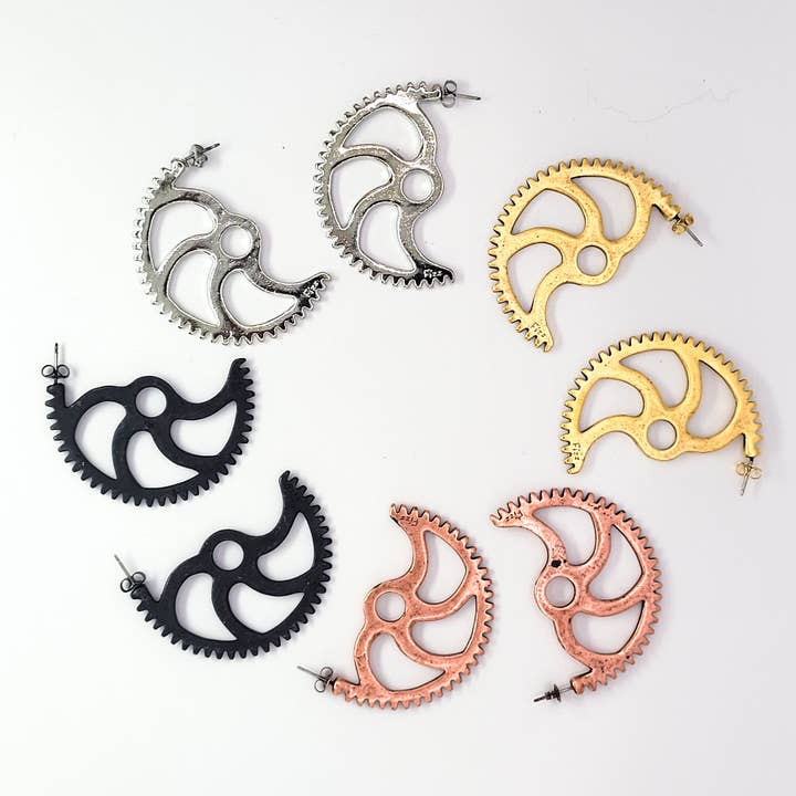 Large Gear Hoop Earrings for wholesale by Fizz