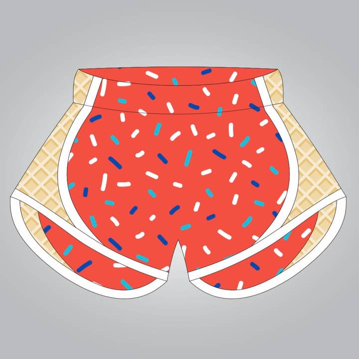 Orange ice cream drip shorts for wholesale by Parish Culture