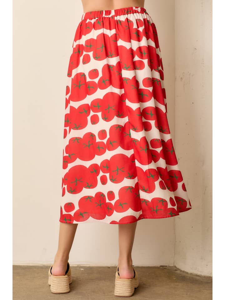 TOMATO PRINTED MIDI SKIRT for wholesale on Faire