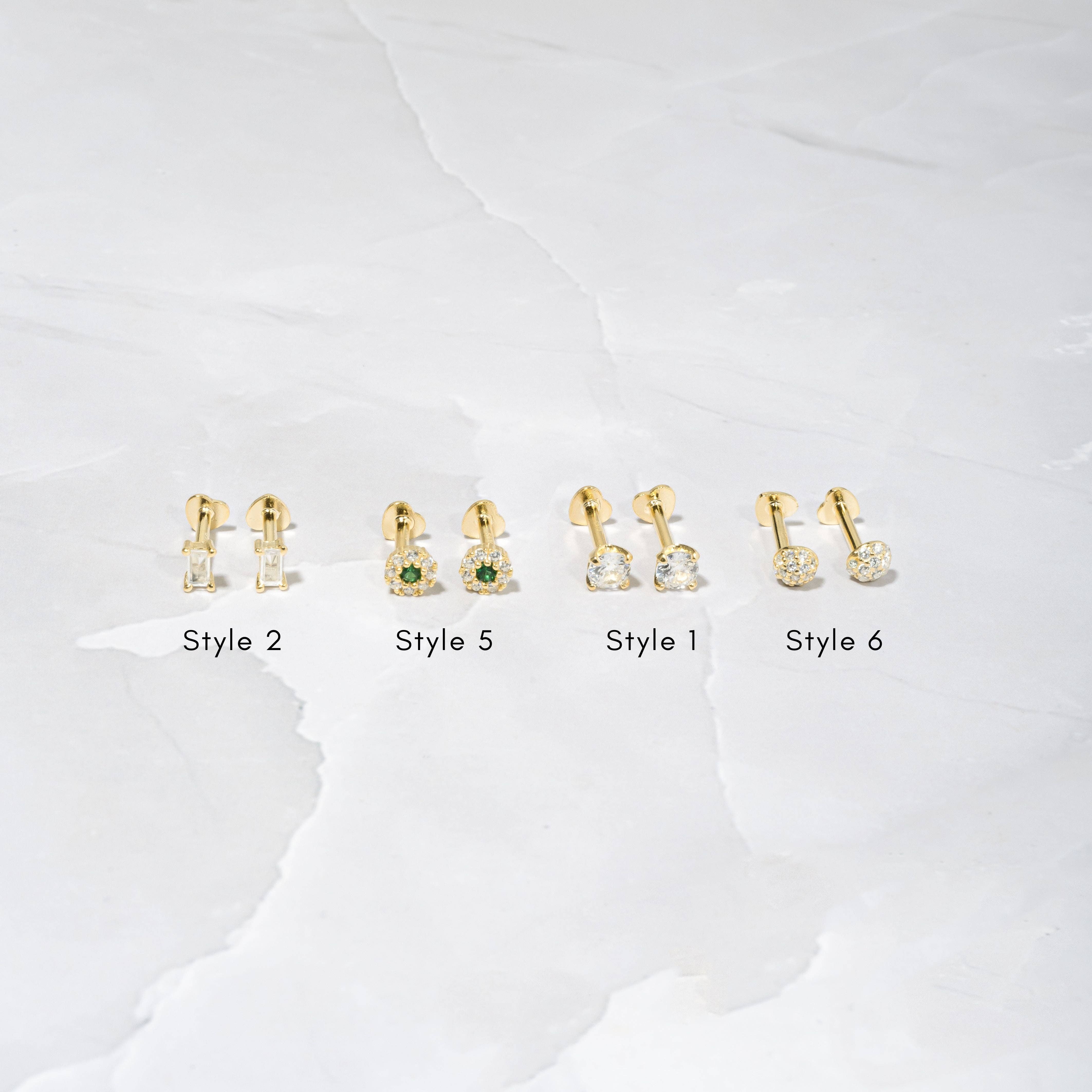 Sami Jewels - Venta al por mayor Pendientes de botón/aretes de poste - Pendientes individuales con parte trasera plana4