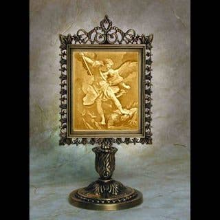 St. Michael Porcelain Lithophane Victorian Accent Lamp for wholesale by The Porcelain Garden Inc.
