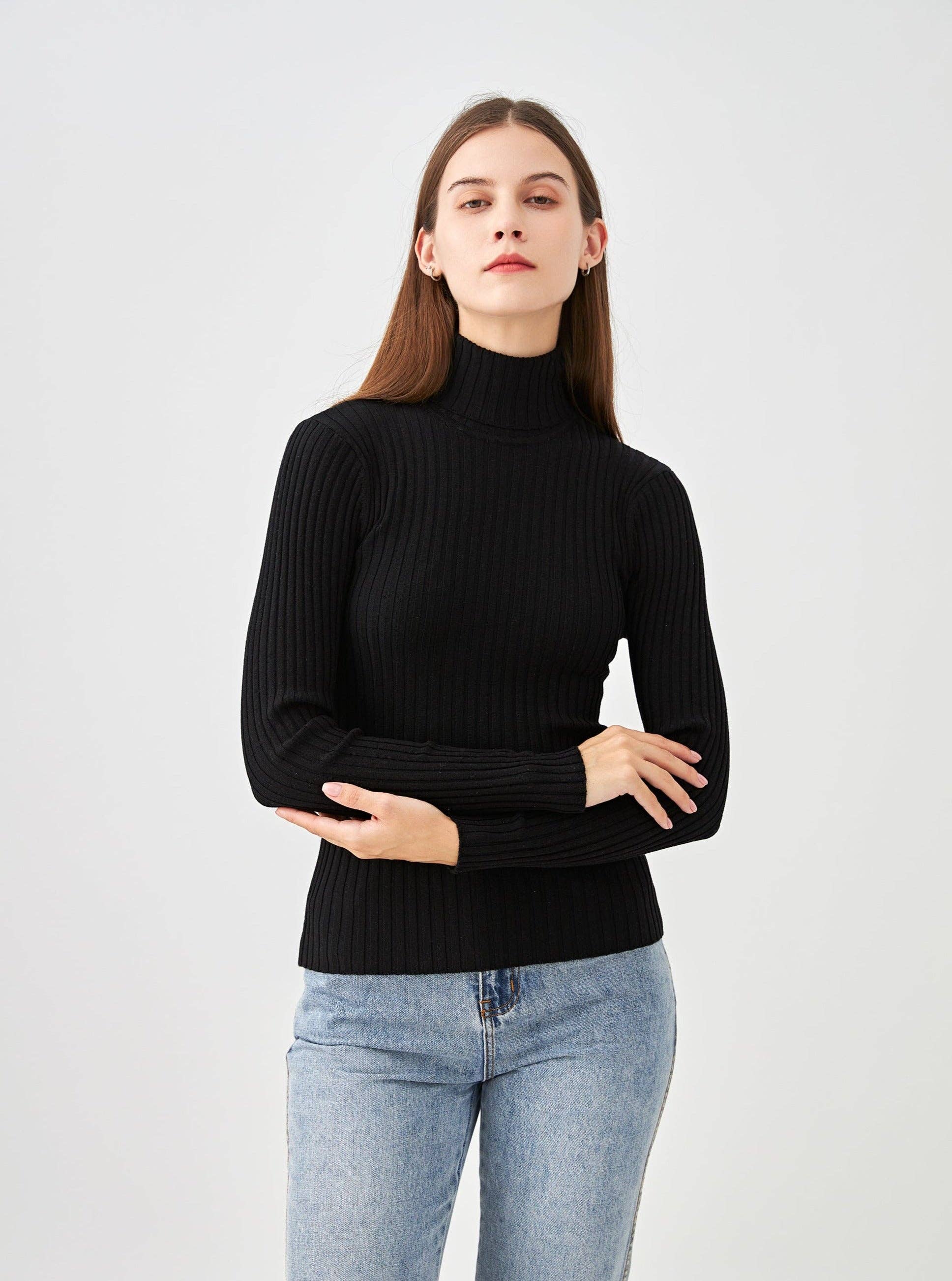 jw.atelier - Vendita all'ingrosso Maglione tricot - Donna - Maglione dolcevita a coste in seta elasticizzata7