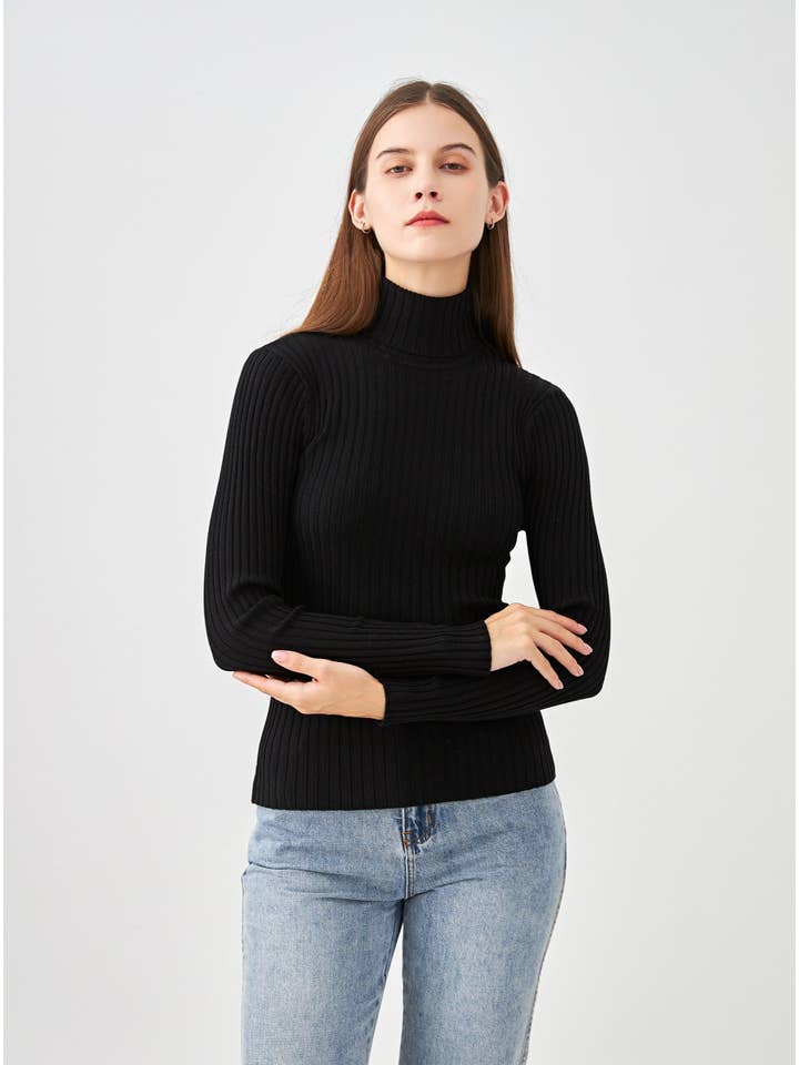 jw.atelier - Vendita all'ingrosso Maglione tricot - Donna - Maglione dolcevita a coste in seta elasticizzata7