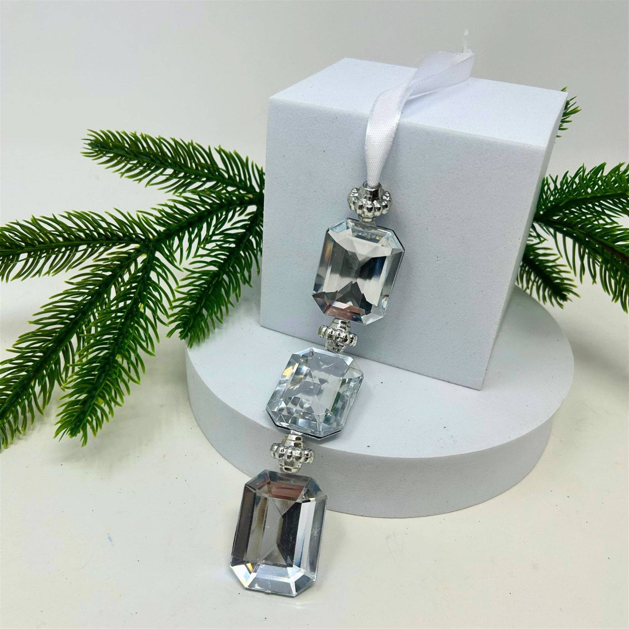 David Christopher's Collection - Wholesale Ornament - Acrylic Jewel Hanging Ornament - Silver 1.2x0.5x6.5"1