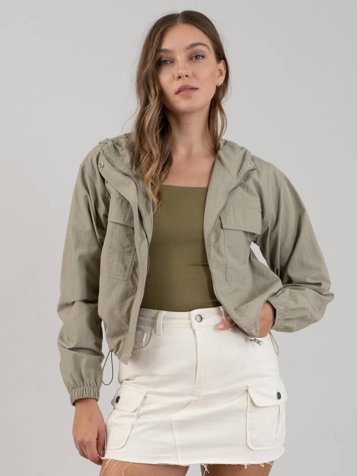 The Workshop Studio – wholesale Jacket – Women's – ZIP UP HOODED WINDBREAKER JACKET