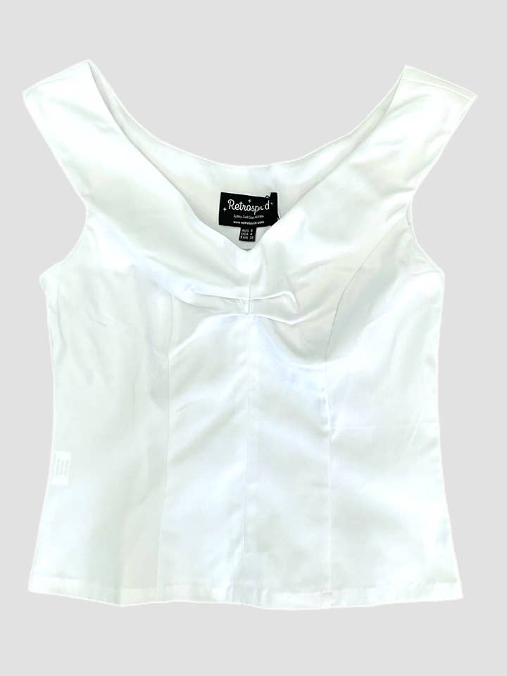 Top Escarlate Branco Top Vintage 1950s por atacado de Retrospec'd Clothing