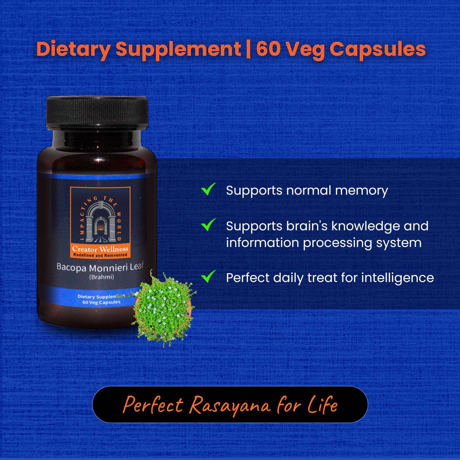 Creator Wellness - Wholesale Oral Supplement/Vitamin - Bacopa Monnieri Leaf - Brahmi | 60 Veg Capsules3