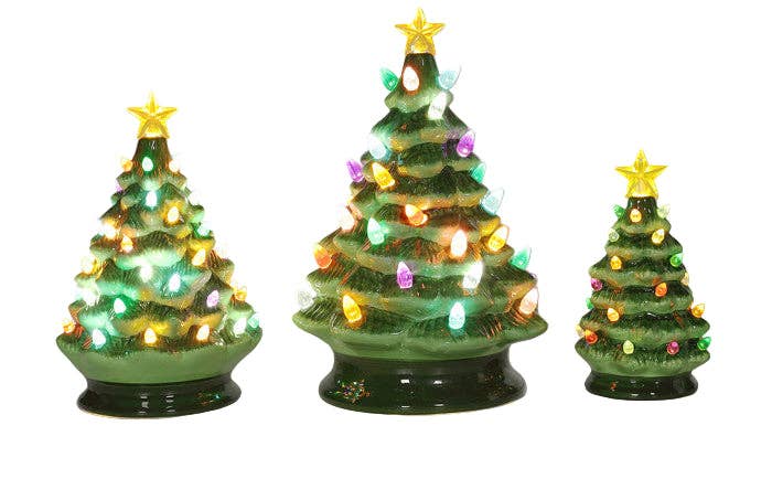 Dunn Deals - Venta al por mayor Decoración navideña - Colección Carrusel de Navidad - Árbol de Cerámica Retro Tradicional Iluminado0
