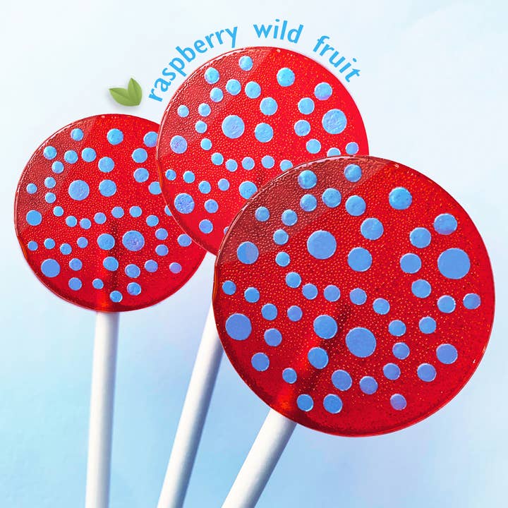 Raspberry Wild Fruit Lollipops Candied Fruit Frosting (20) for wholesale by Popette of Pendulum