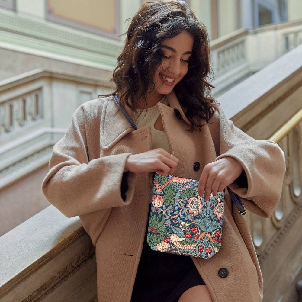 SignareArt - Wholesale Crossbody Bag - Women's - SLING-STBL | WILLIAM MORRIS STRAWBERRY THIEF BLUE SLING BAG PURSE CROSSBODY5