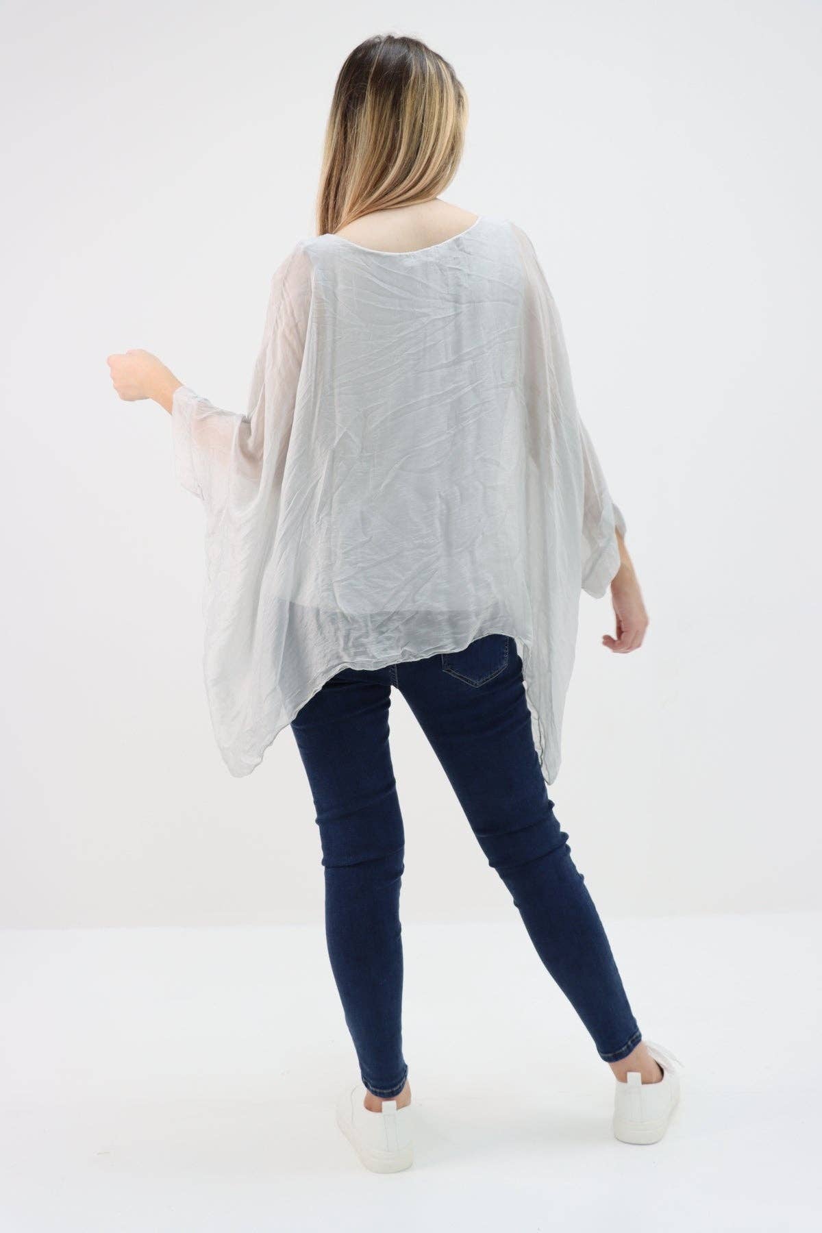 Miss Bold - Wholesale Tunic - Women's - Italian Plain Batwing Silk Tunic Top28