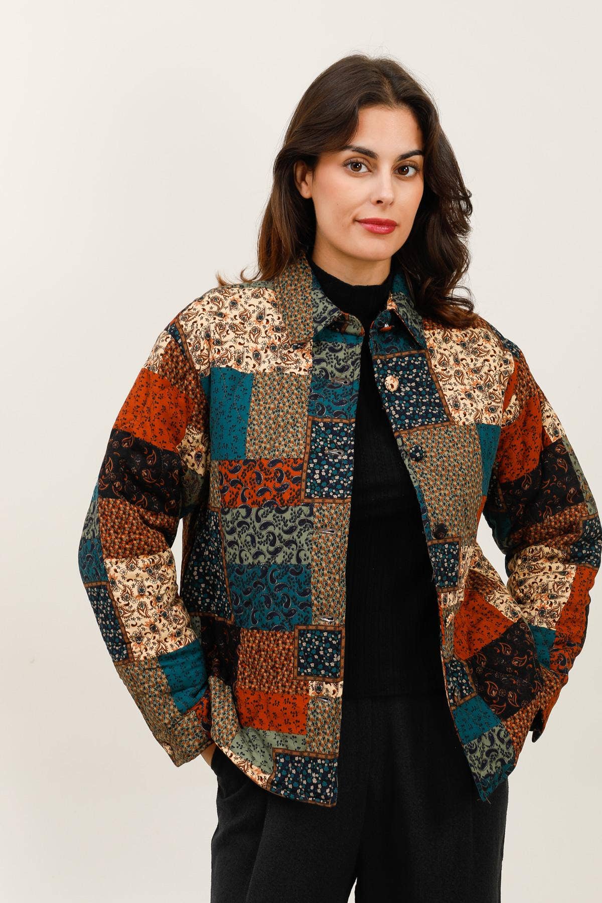 multicoloured 5863 PATCHWORK JACKET for wholesale on Faire0
