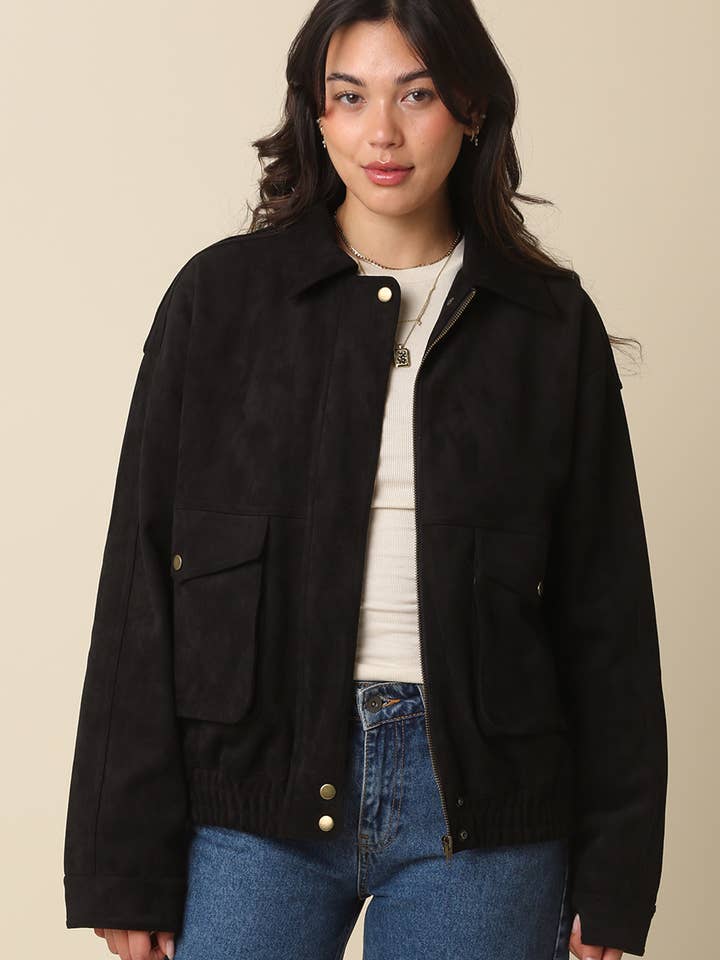 Mia Faux Suede Jacket for wholesale by Olivaceous