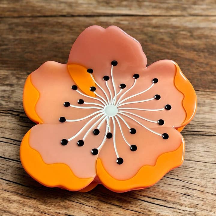 Orange Flower Hair Claw / Clip Sakura for wholesale by FuchsiaPinks