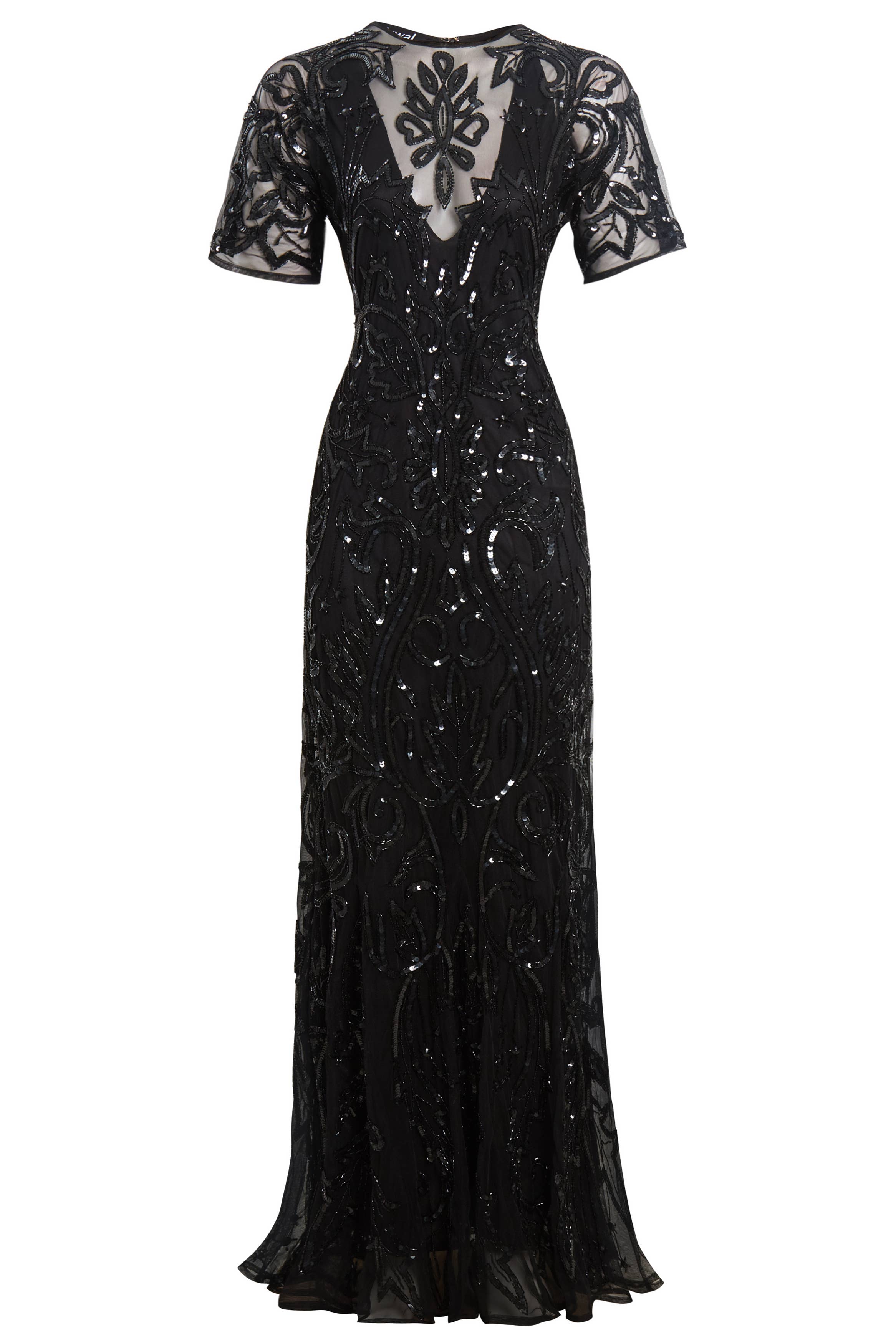 Jywal London® – Vestido - Mulher por atacado – Vestido de Noite Maxi Preto com Enfeites dos Anos 1920 Lilly3