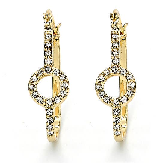 Gold Layered Small Hoop, With White Crystal, Polished Finish for wholesale by FASHIONISTAAA