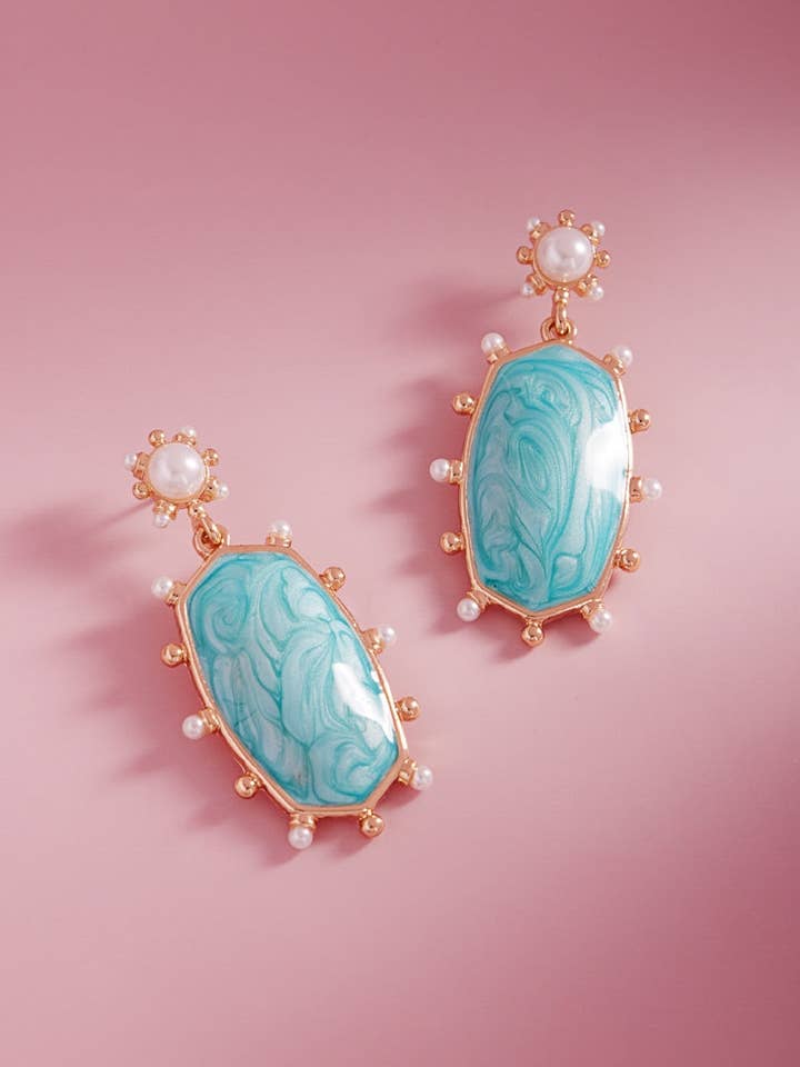 Hexagon Color Enamelmetal Dots Post Earrings for wholesale by Designature New York