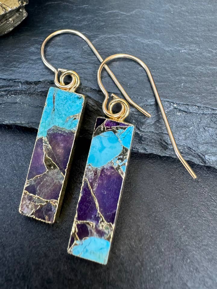 Turquoise & amethyst earrings for wholesale by Anjali Goods