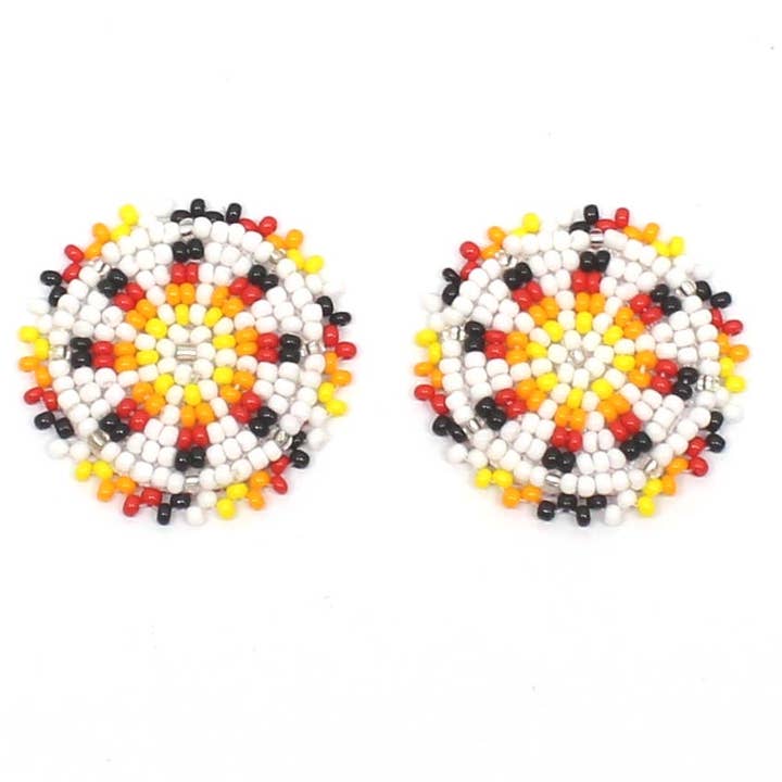 Handmade beaded 2x1.2 inch White rosette/applique for wholesale by BEADS CORNER