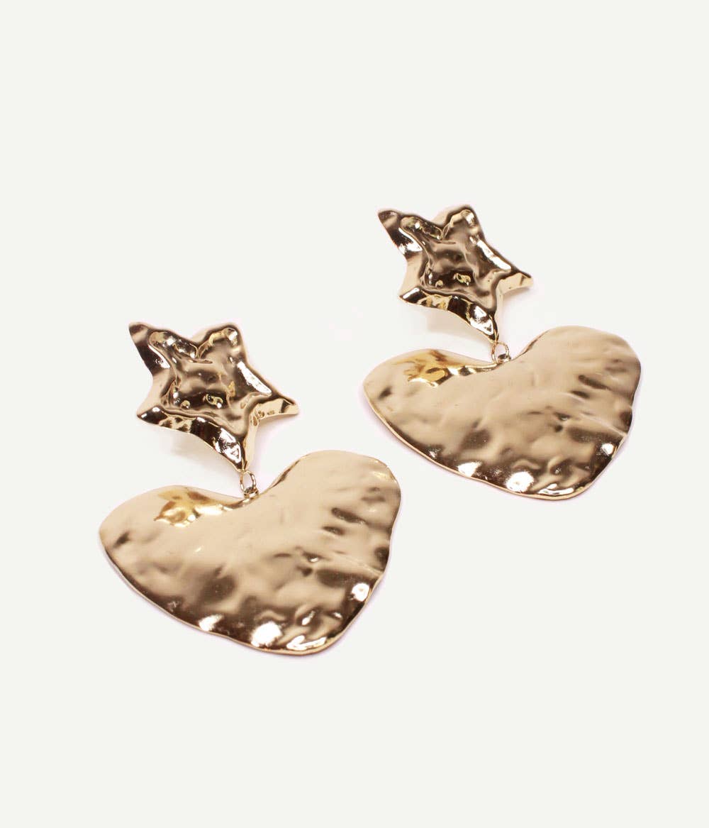 Caprice Paris - Wholesale Dangle Earrings - Narcissus Gold XL Heart Earrings | Handmade in Paris5