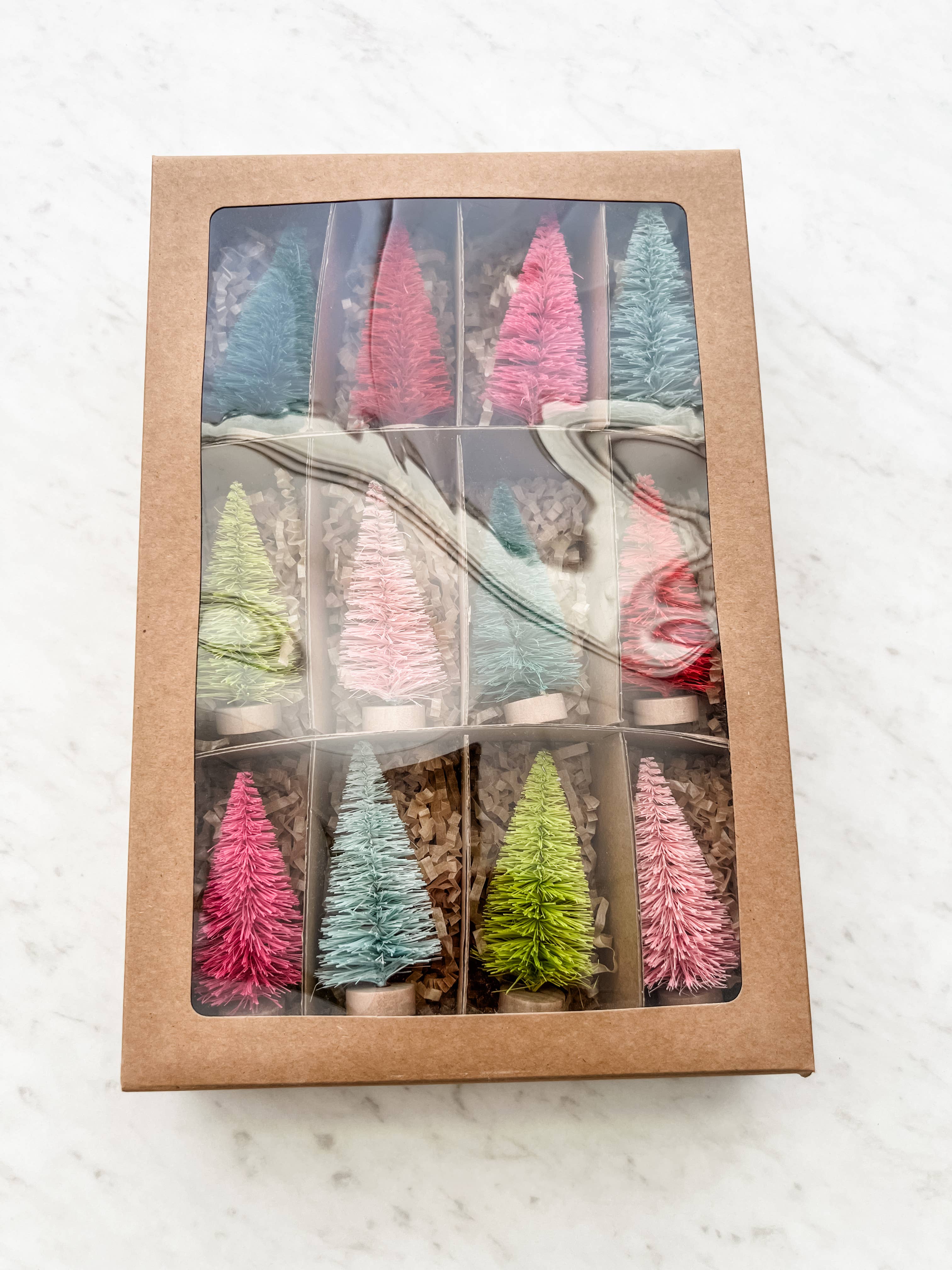 Trim & Twine - Wholesale Christmas Decoration - Colorful Mini Bottle Brush Trees - Set of 123