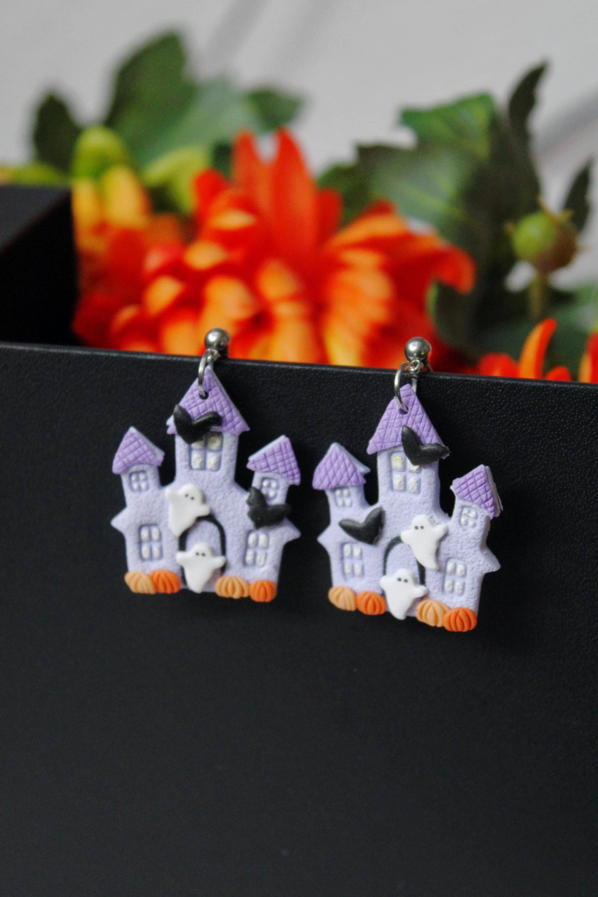 Studio Niani - Wholesale Dangle Earrings - Halloween House Earrings, Ghost Earrings1