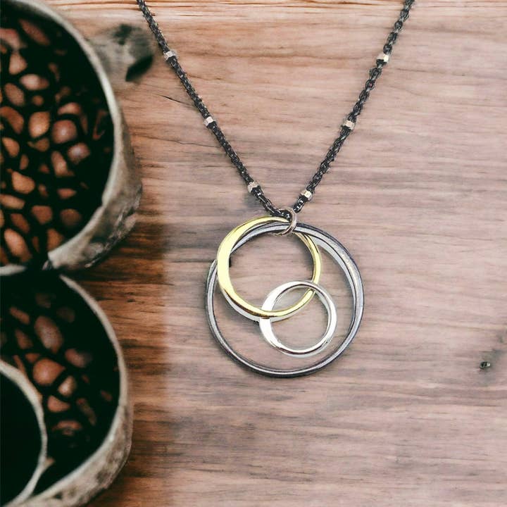 Amy Three Link Necklace Mixed Metal for wholesale by Anna Balkan