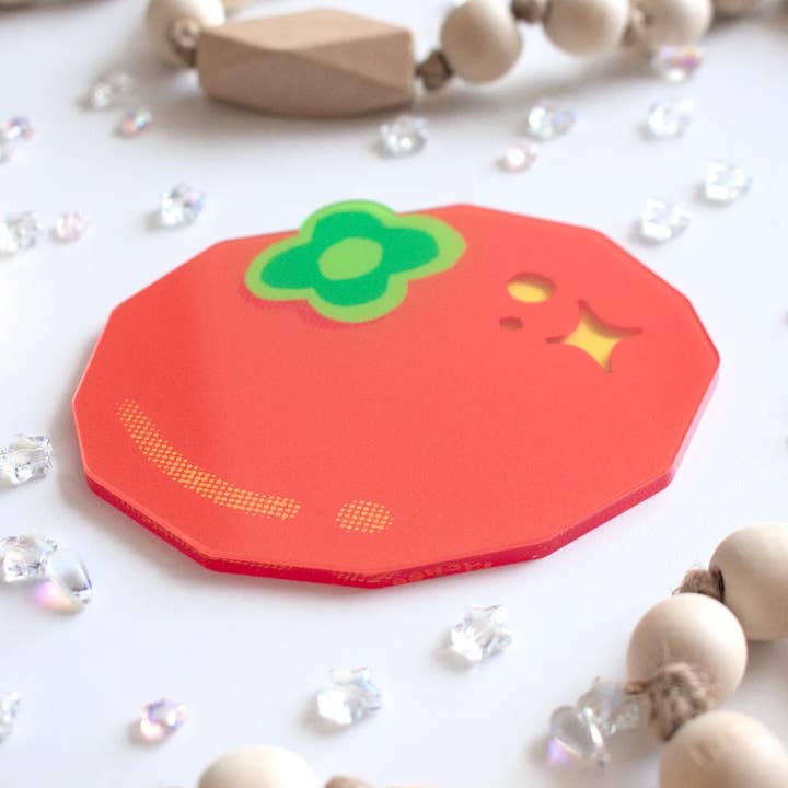 Persimmon Double-sided Coaster for wholesale by Lycheemeadow