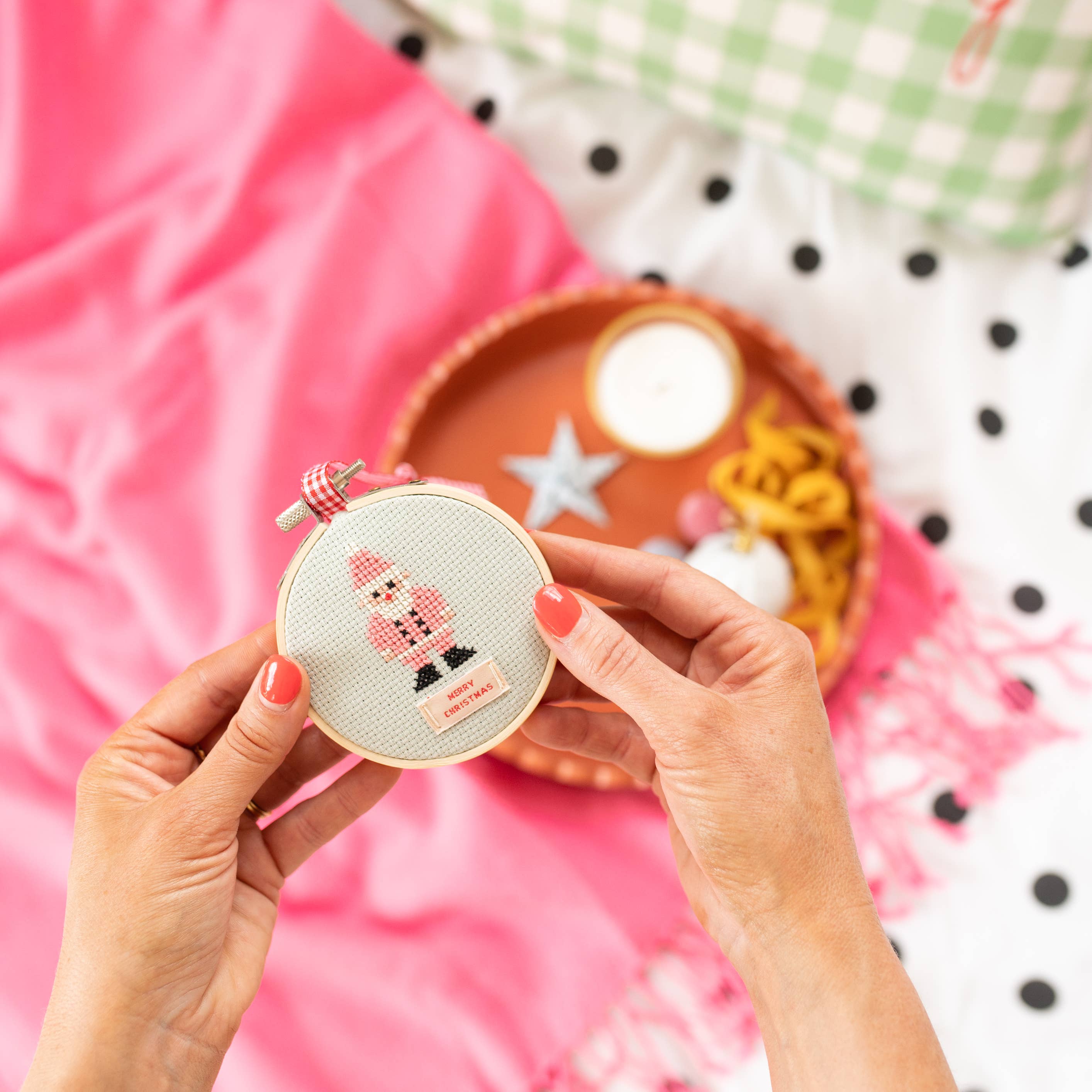 Cotton Clara Craft Kits & Supplies - Wholesale Craft Sewing Kit - Christmas Santa Cross Stitch Kit7