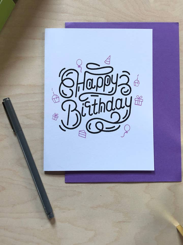 “Happy Birthday” greeting card for wholesale by Breakout Press Co.