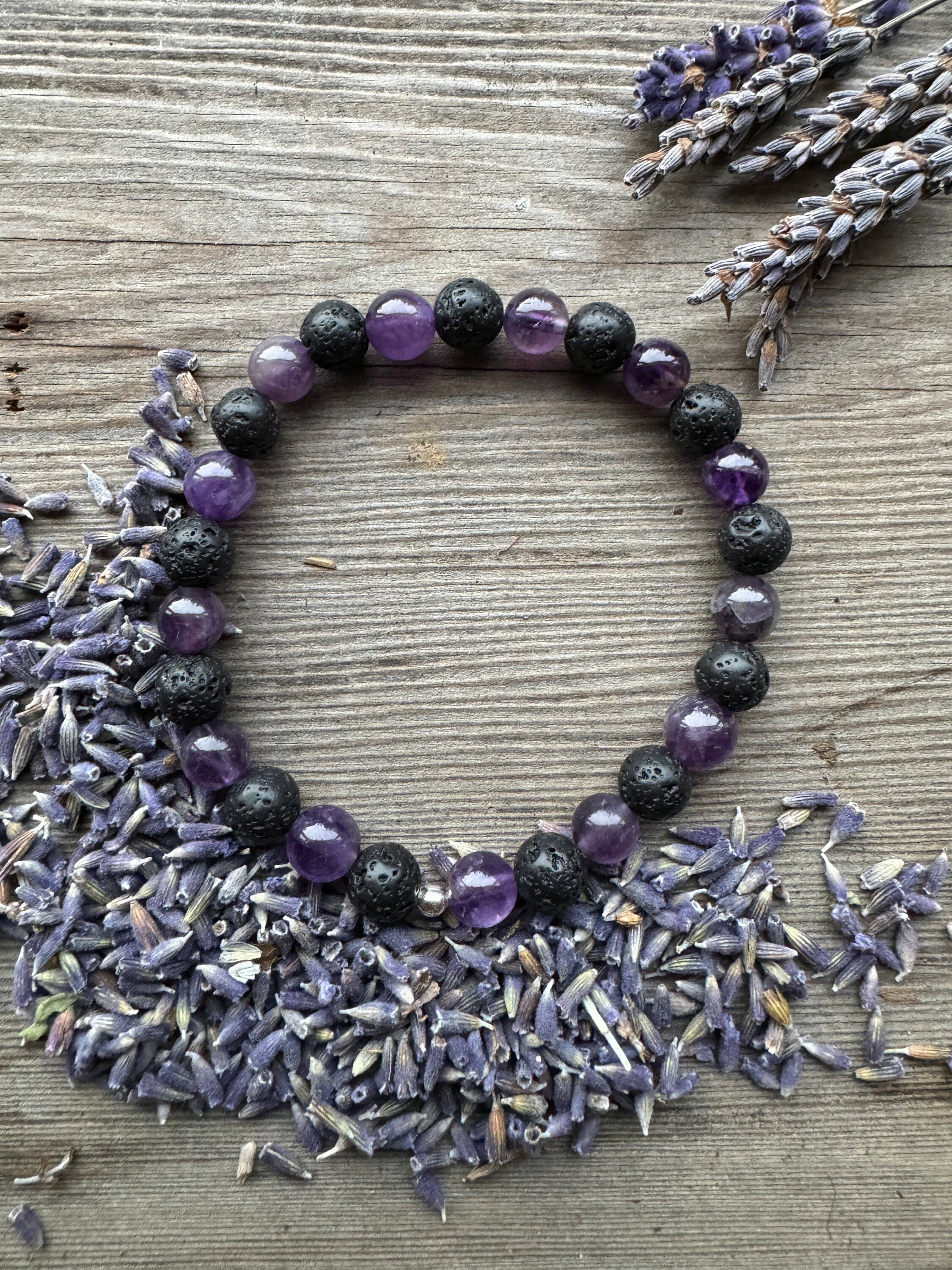 Lavender Beads - Wholesale Aromatherapy Bracelet - Aromatherapy Diffuser Bracelet Lava Stone and Amethyst7