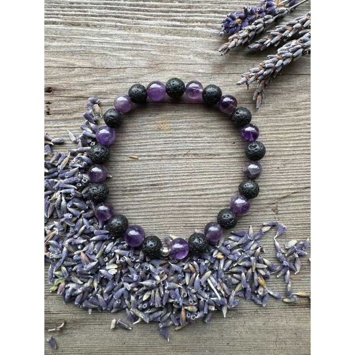 Lavender Beads - Wholesale Aromatherapy Bracelet - Aromatherapy Diffuser Bracelet Lava Stone and Amethyst7