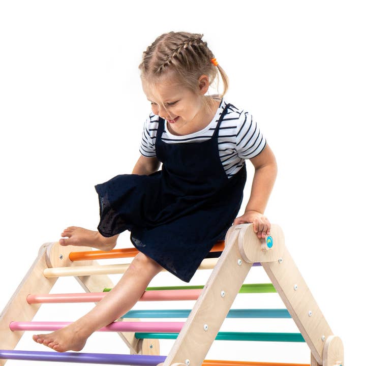 HappyMoon – Brinquedo de madeira - Crianças por atacado – HappyMoon® Escalador Colorido Ajustável, Triângulo Modificável Montessori2