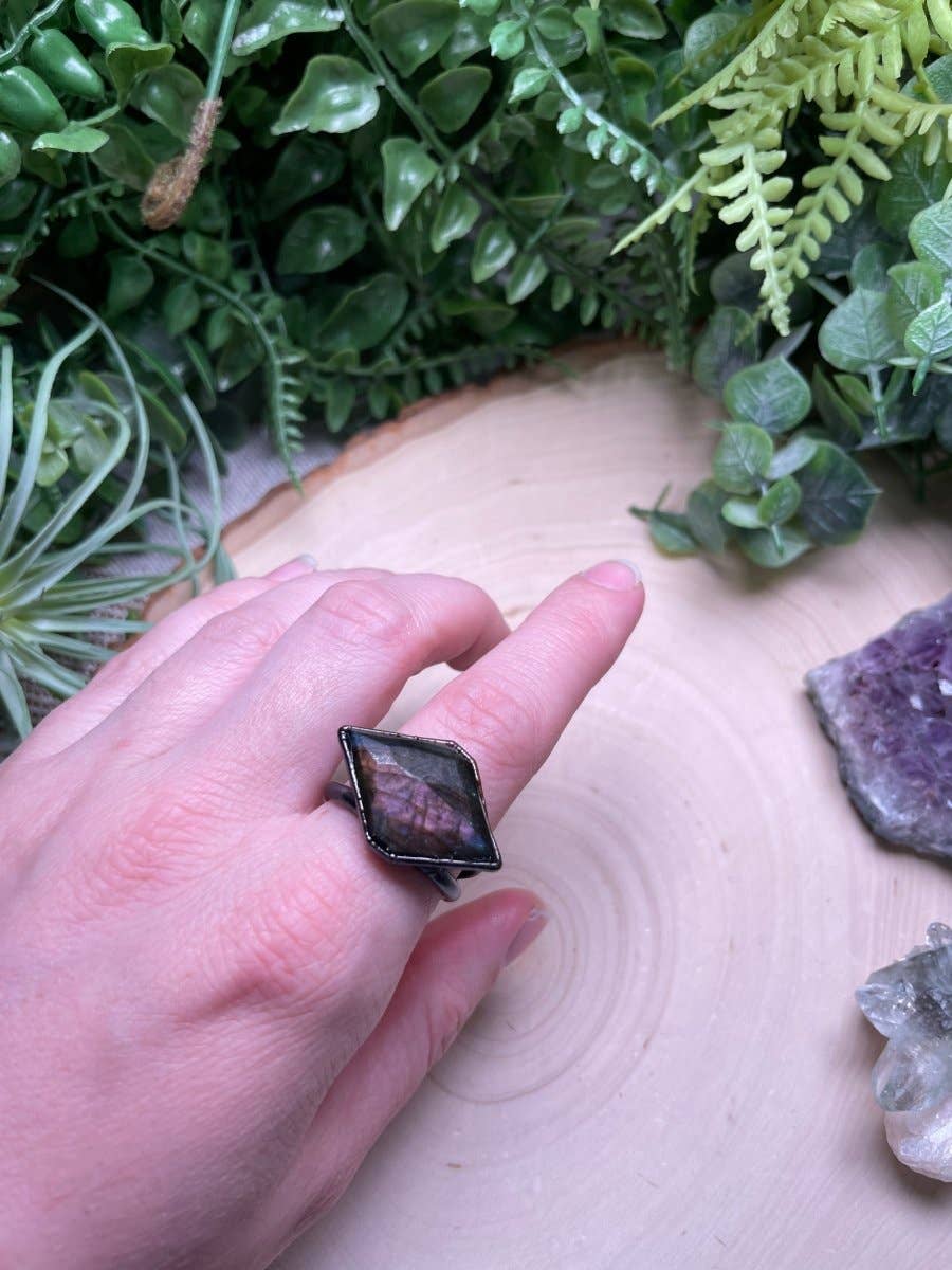 Copper Ashes - Wholesale Cocktail/Statement Ring - Purple Labradorite Ring Size 101