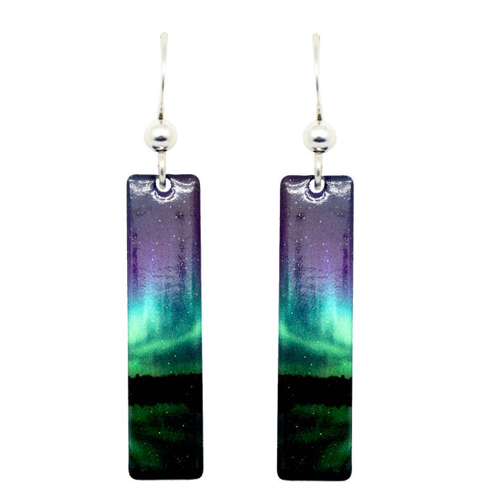 d'ears inc. - Wholesale Hangende/ronde oorbellen - Slanke rechthoekige oorbellen met kandelaar, sterling zilver, Frans