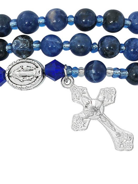 Bracelet Chapelet Religieux Catholique Torsadable Lapis-Lazuli Bleu pour la vente par Hail Mary Gifts