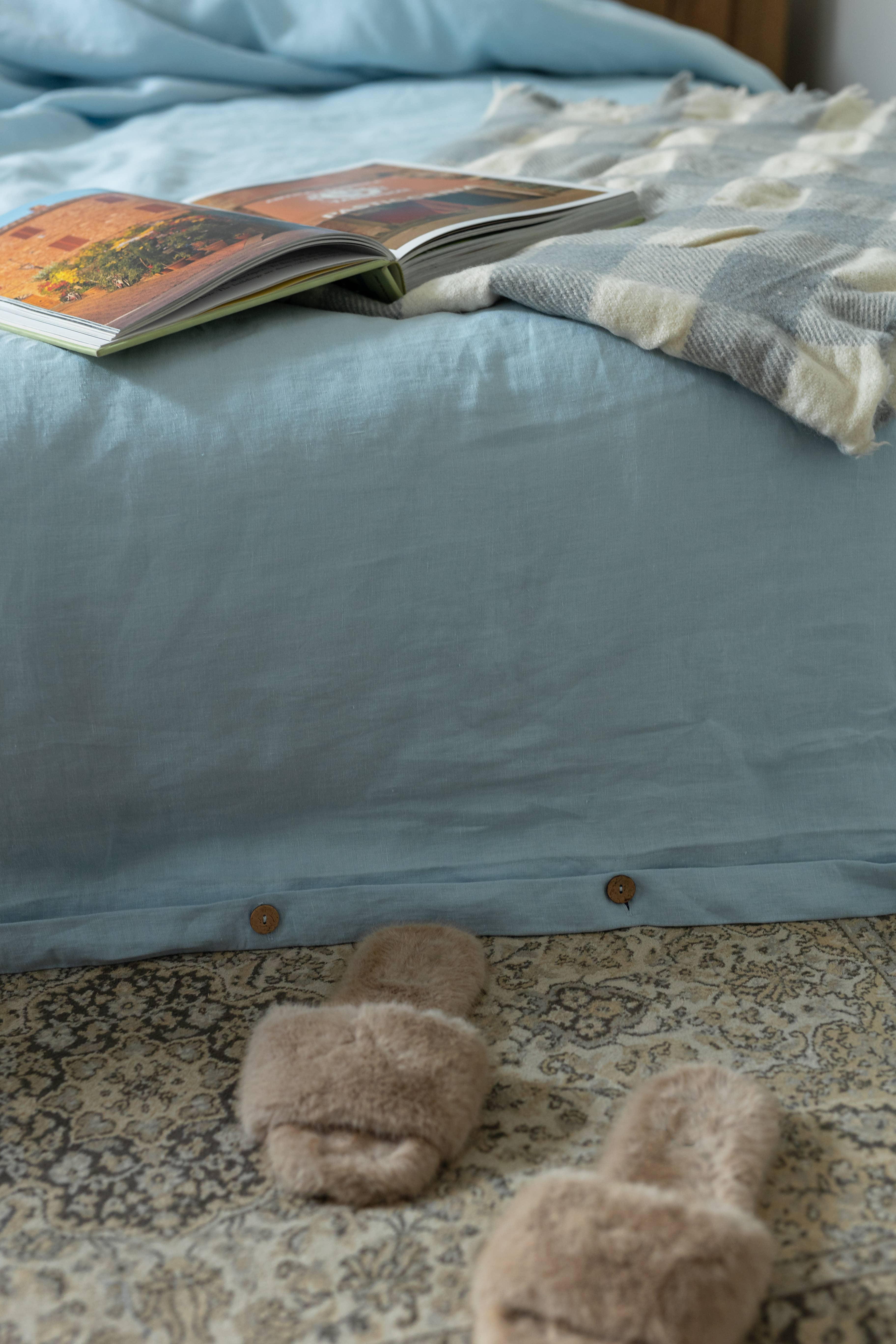 Linen Spells – wholesale Lakan med hörn – Himmelsblått linnepassat lakan4