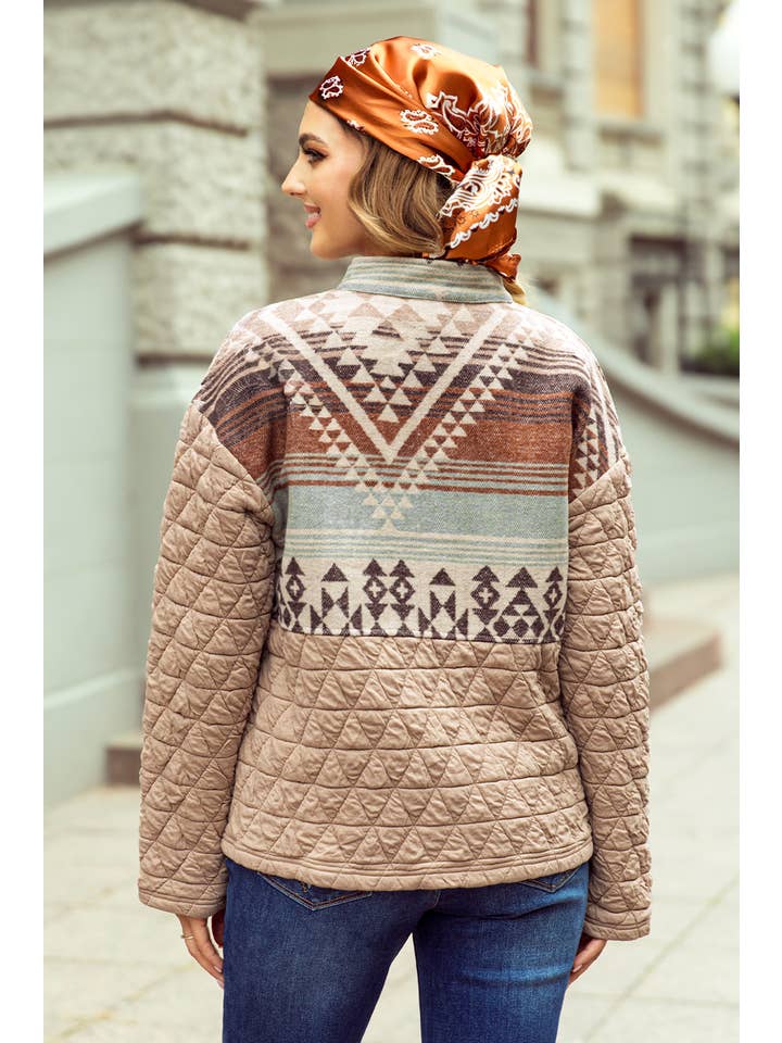 Light French Beige Western Quilted Patchwork Western Fashion Jacket for wholesale on Faire3