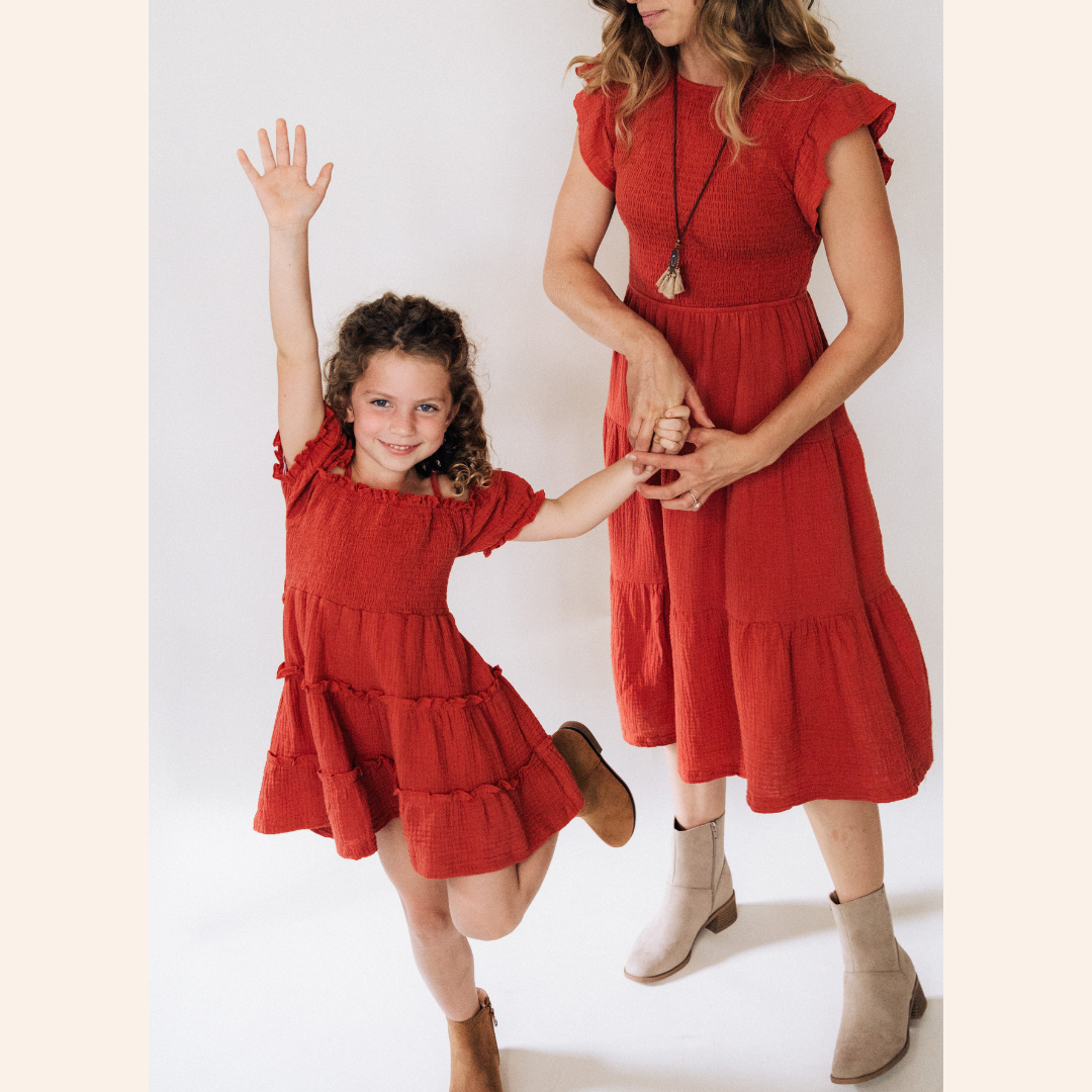 HAHA MAMA Clothing - Venta al por mayor Conjunto de mamá y bebé - Vestido Copper Mommy & Me para mujer14