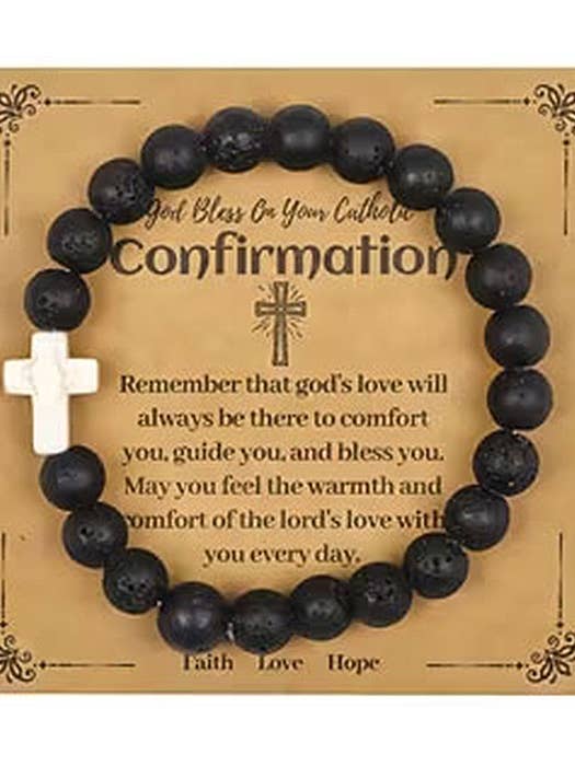 ( R204 ) CROSS STRETCH BRACELET - LAVA STONE for wholesale by Jewelry Max