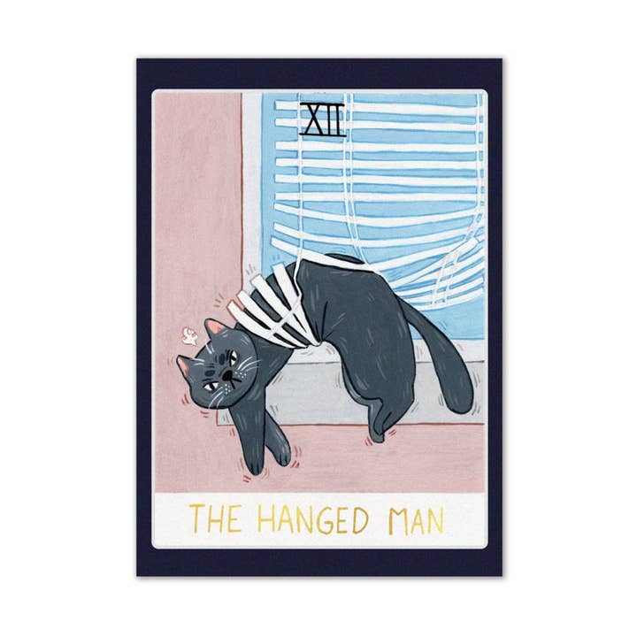 My Sweet Paper Card – Engroshandel Kunsttryk – Den hængte mand Cat Tarot - A6-udskrifter