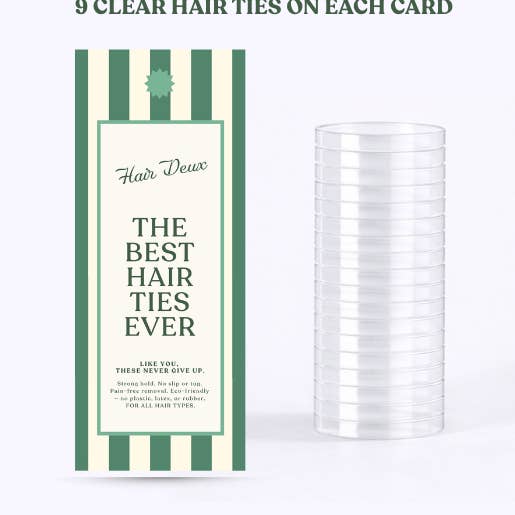 HAIR DEUX Classique, Élastiques à cheveux transparents, (6 cartes de 9 unités) pour la vente par HAIR DEUX