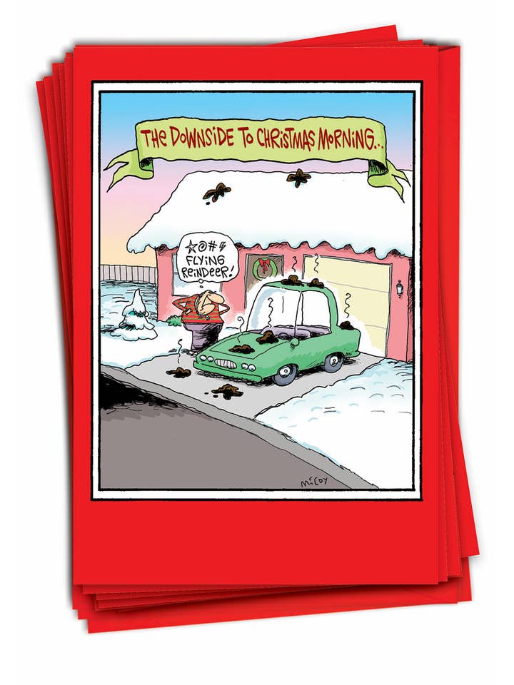 Box of 12 Christmas Card - Reindeer Poop for wholesale by NobleWorks
