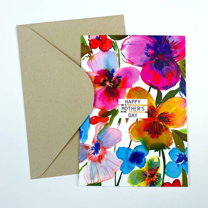 Aquarell-Stiefmütterchen Muttertagskarte für den Großhandel von Aaryn West