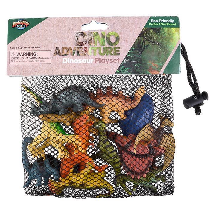 The Toy Network - Wholesale Toy Set - Kids - 12PC DINOSAUR MESH BAG PLAY SET1