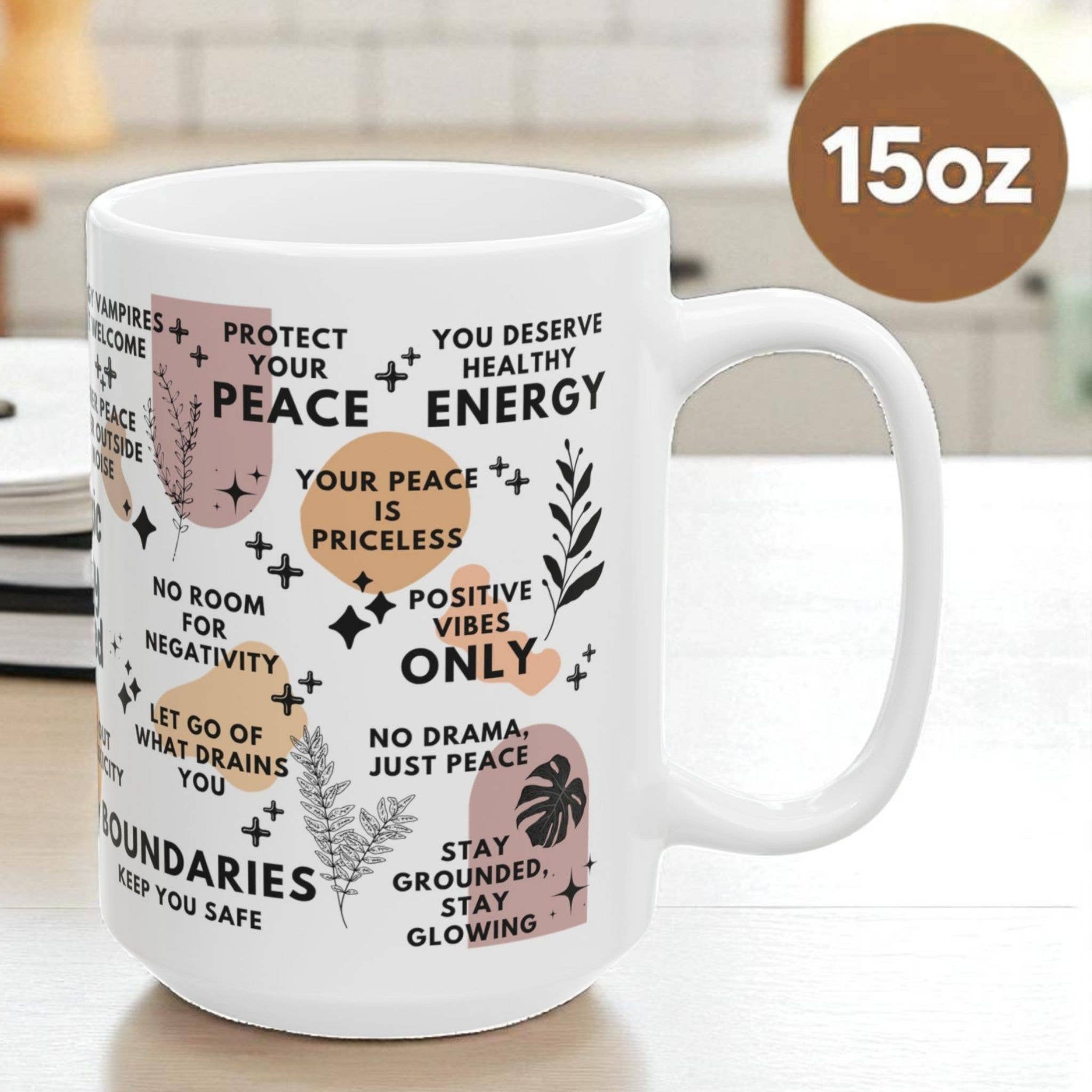 EMESLY - Wholesale Coffee Mug - Pause and Reflect Motivational Ceramic Coffee Mug; 11oz/15oz5