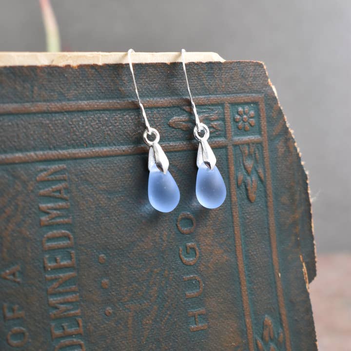 Eco Glass Small Drop Earrings – Sterling Silver for wholesale by Whitelotus Design
