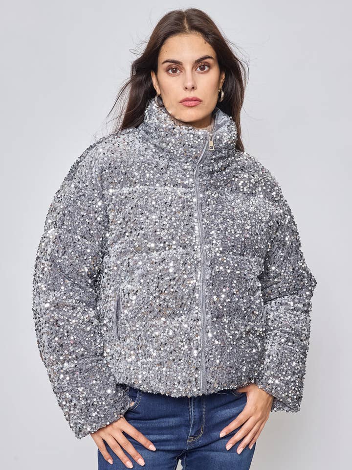 KY CREATION PARIS - Vente Doudoune – femme - Doudoune - courte à paillettes